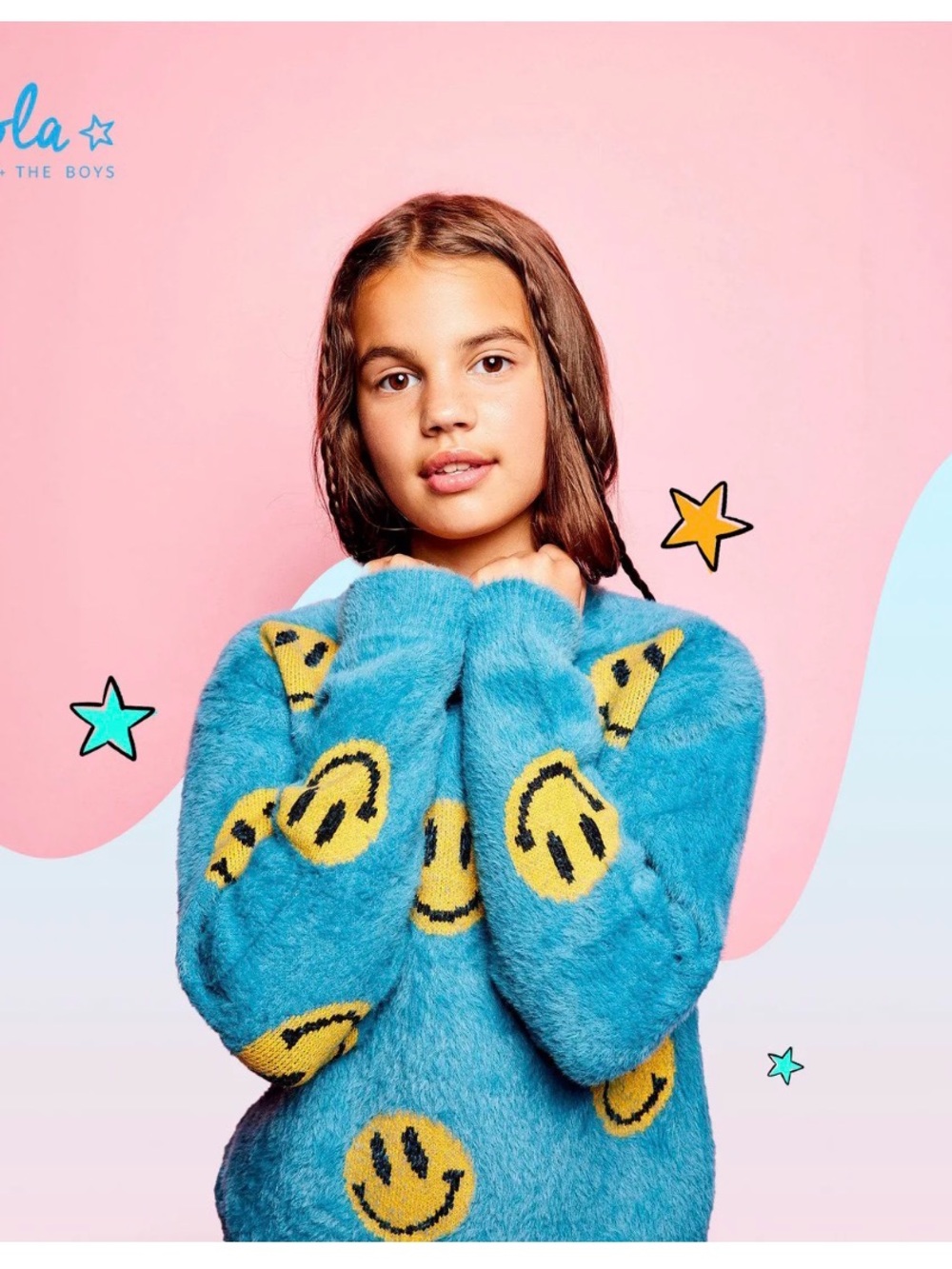 Lola + The Boys Teal Fuzzy Knit